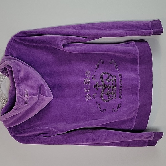 BCBGMAxazria Y2k Purple velvet hoodie jacket - Picture 4 of 11